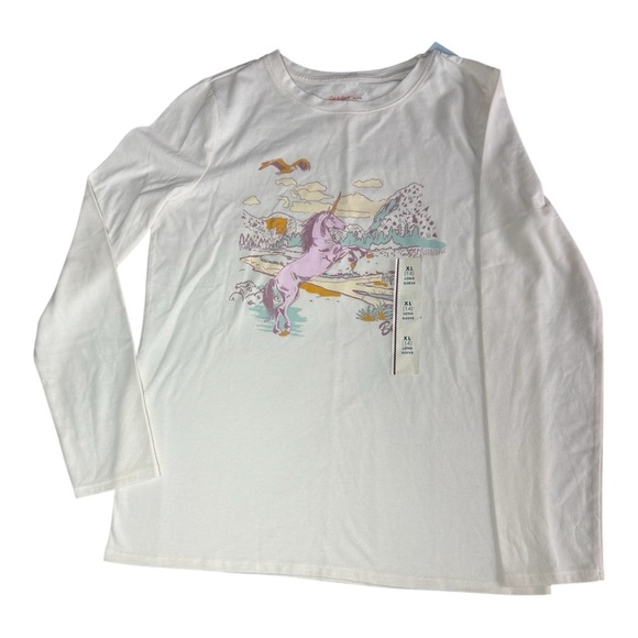 🌺 5 x 25 🌺 Cat & Jack White Long Sleeve Tee with Playful Graphic - Picture 2 of 3